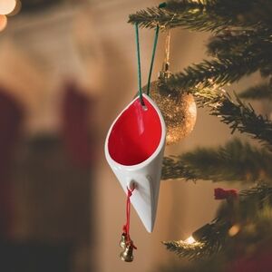 Elegant White and Red Holiday Ornament